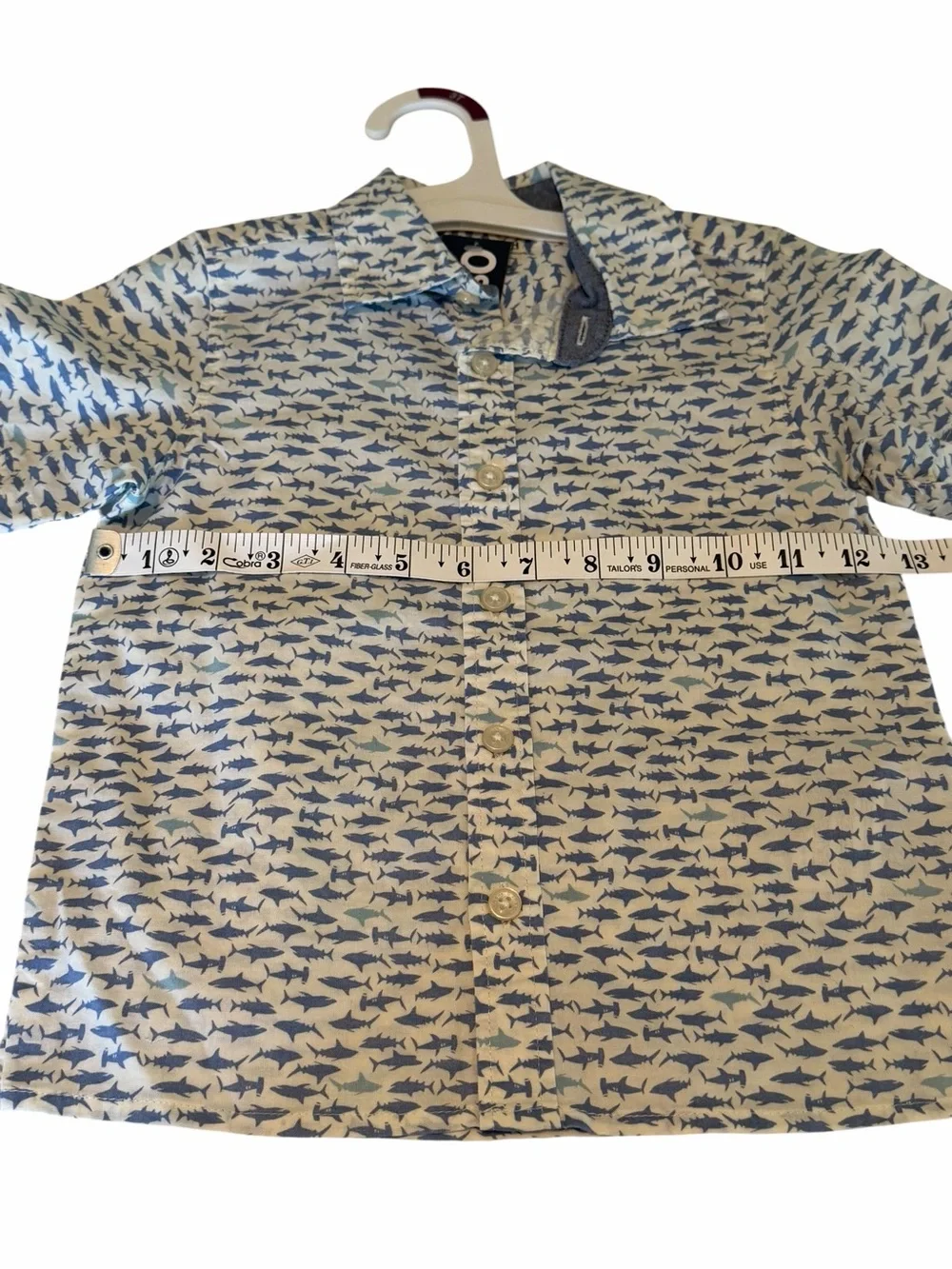 OshKosh Shark Print Button Front Shirt 3T NWT Blue White Cotton Toddler
